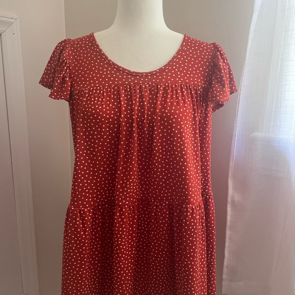 Be Stage - Burnt Orange and White Polka Dot Blouse